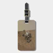 Curiosity Rover op het oppervlak van Mars. Bagagelabel (Voorkant verticaal)