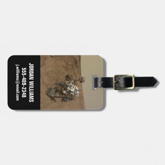 Curiosity Rover op het oppervlak van Mars. Bagagelabel (Voorkant horizontaal)