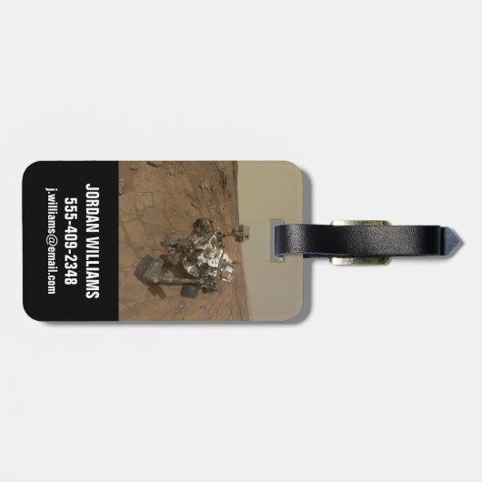 Curiosity Rover op het oppervlak van Mars. Bagagelabel (Achterkant horizontaal)