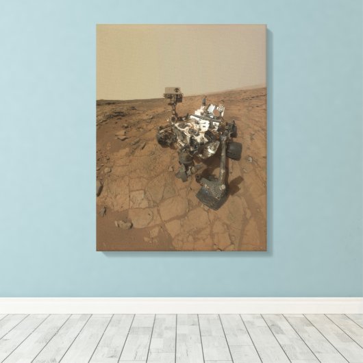 Curiosity Rover op het oppervlak van Mars. Canvas Afdruk (Insitu (Houten vloer))