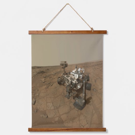 Curiosity Rover op het oppervlak van Mars. Hangend Wandkleed (Voorkant)