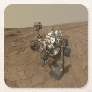 Curiosity Rover op het oppervlak van Mars. Kartonnen Onderzetters
