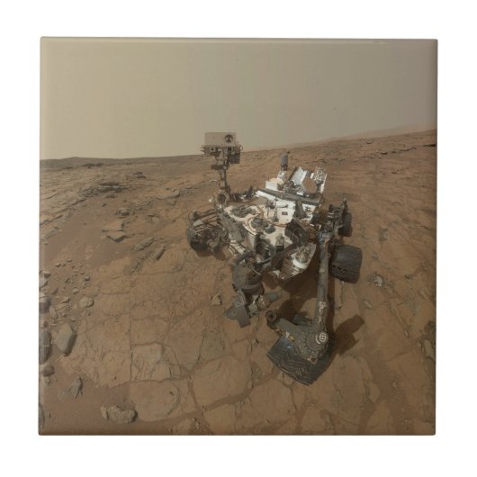 Curiosity Rover op het oppervlak van Mars. Tegeltje (Voorkant)