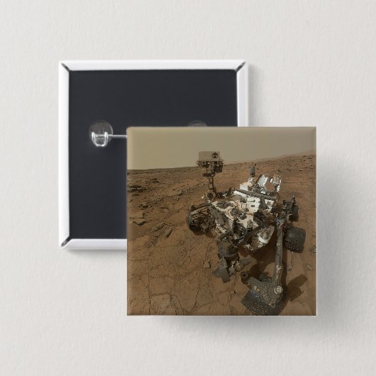 Curiosity Rover op het oppervlak van Mars. Vierkante Button 5,1 Cm (Voorkant /achterkant)