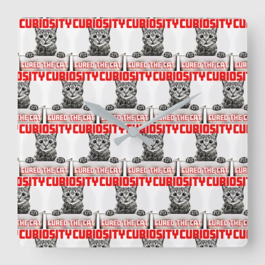 Curiosity Wall Clock Vierkante Klok (Voorkant)