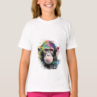 Curioso y colorido chimpancé t-shirt