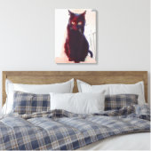 Curious Black Cat canvas print (Insitu (Slaapkamer))