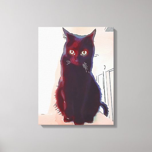 Curious Black Cat canvas print (Voorkant)