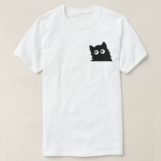 Curious Black Cat Cute Minimal Cat Design T-shirt (Design voorkant)