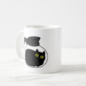 Curious Black Cat in Coffee Pot Mug Koffiemok (Voorkant links)