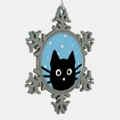 Curious Black Cat | Schattigee vakantie in Peeking Tin Sneeuwvlok Ornament (Links)