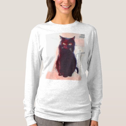Curious Black Cat shirt (Voorkant)