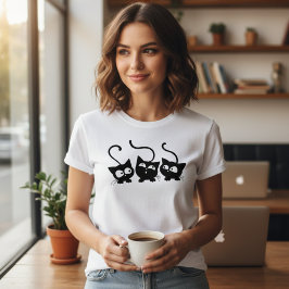 Curious Black Kittens Trio Playful Cat Lovers Tri-Blend Shirt