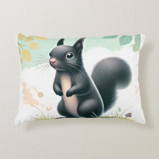 Curious Black Squirrel Pillow – Natuur-geïnspireer Accent Kussen