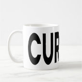 CURIOUS Black Typography Koffiemok (Links)