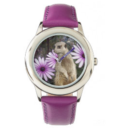 Curious Bloom: Meerkat onder de Paarse madeliefjes Horloge