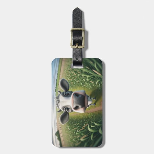 Curious Boerderij Koe Custom Bagagelabel (Voorkant verticaal)