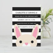 Curious Bunny | Stripes | verjaardagsfeestje Kaart (Staand voorkant)