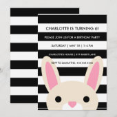 Curious Bunny | Stripes | verjaardagsfeestje Kaart (Voorkant / Achterkant)