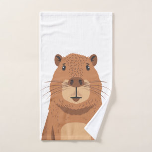 Curious Capybara Portrait Bad Handdoek