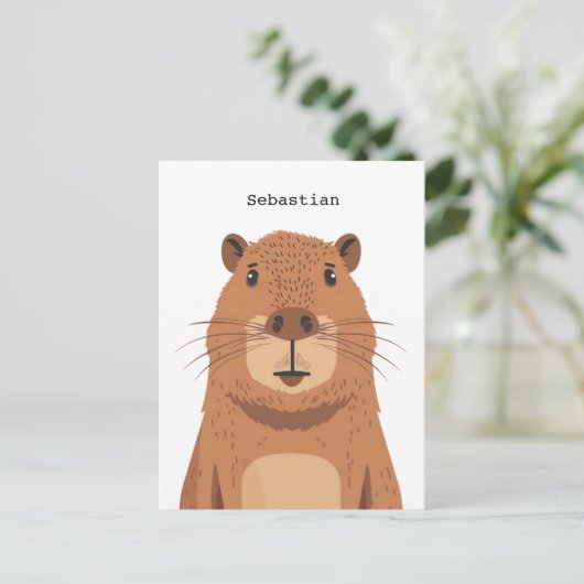 Curious Capybara Portrait Briefkaart (Staand voorkant)