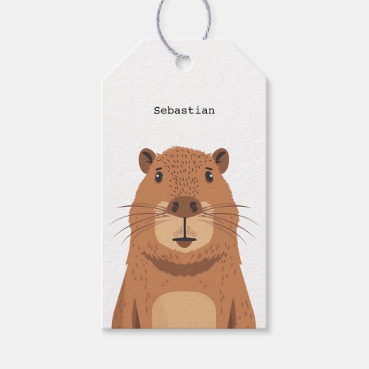 Curious Capybara Portrait Cadeaulabel (Voorkant)