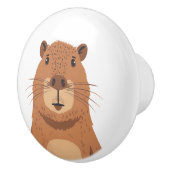 Curious Capybara Portrait Keramische Knop (Rechts)