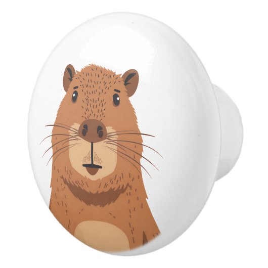Curious Capybara Portrait Keramische Knop (Rechts)