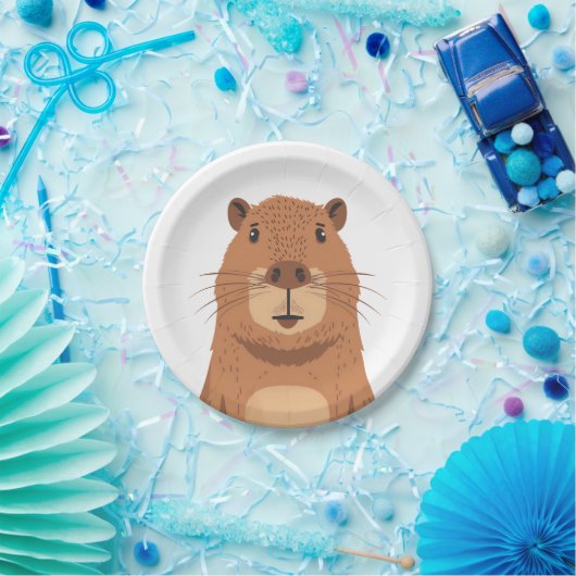 Curious Capybara Portrait Papieren Bordje (Feest)