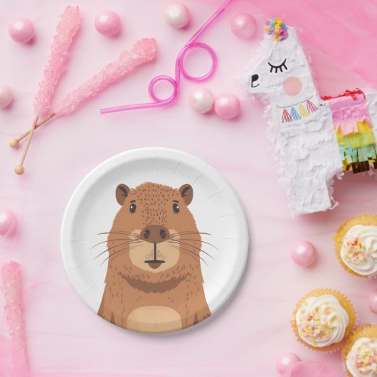 Curious Capybara Portrait Papieren Bordje (Feest)