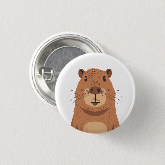 Curious Capybara Portrait Ronde Button 3,2 Cm (Voorkant /achterkant)