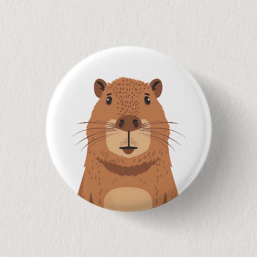 Curious Capybara Portrait Ronde Button 3,2 Cm (Voorkant)