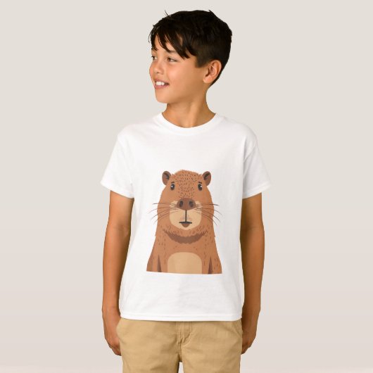 Curious Capybara Portrait T-shirt (Voorkant volledig)