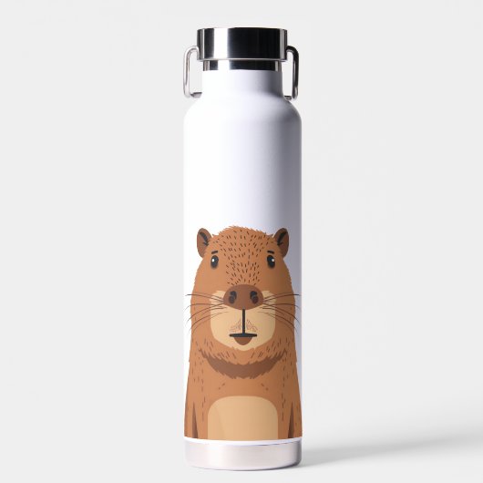 Curious Capybara Portrait Waterfles (Voorkant)