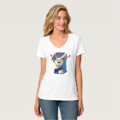 Curious Cartoon Dog on Blue - Speelse Huisdier T-shirt (Voorkant volledig)