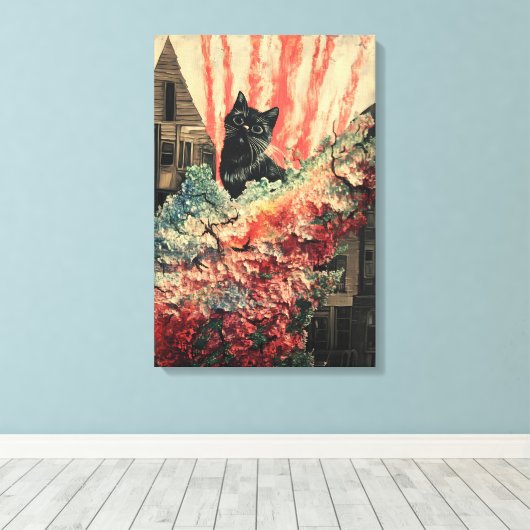 Curious Cat -  Abstracte kunst Canvas Afdruk (Insitu (Houten vloer))