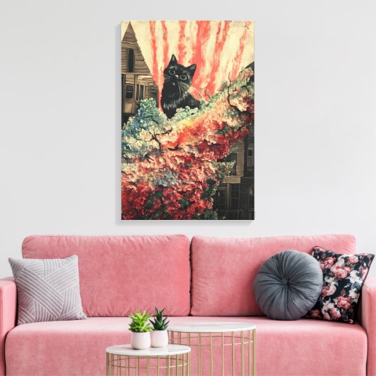 Curious Cat -  Abstracte kunst Canvas Afdruk (Insitu (Woonkamer))