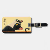 Curious Cat and Sneaky Worm Bagagelabel (Voorkant horizontaal)