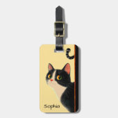 Curious Cat and Sneaky Worm Bagagelabel (Voorkant verticaal)