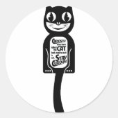 Curious Cat Black Ronde Sticker (Voorkant)