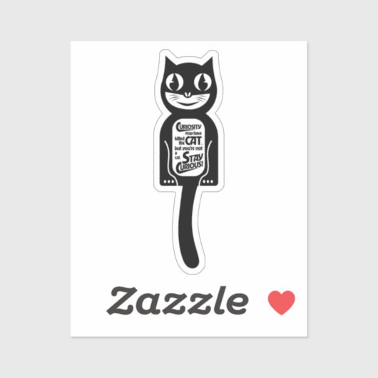 Curious Cat Black Sticker (Vel)