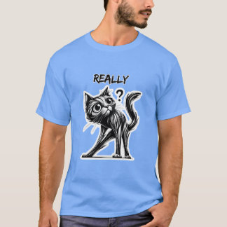 Curious Cat: humoristisch design T-shirt