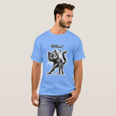 Curious Cat: humoristisch design T-shirt (Voorkant volledig)