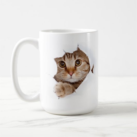 Curious Cat Peek – Funny & Cute Mug Koffiemok (Links)