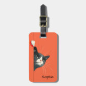 Curious Cat Peeking Bagagelabel (Voorkant verticaal)