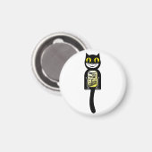 Curious Cat Zwart Geel Magneet (Voorkant / Achterkant)