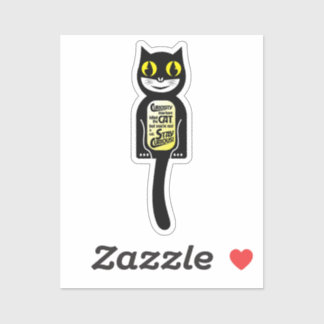 Curious Cat Zwart Geel Sticker