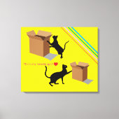 Curious Cats and Their Favorite Box Canvas Print (Voorkant)