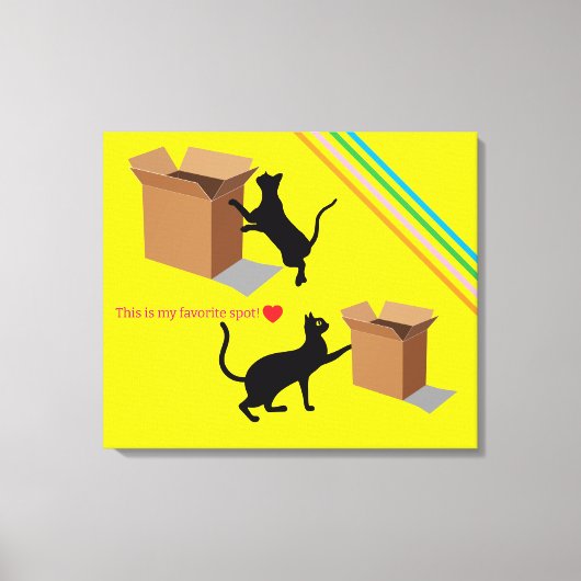 Curious Cats and Their Favorite Box Canvas Print (Voorkant)
