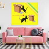 Curious Cats and Their Favorite Box Canvas Print (Insitu (Woonkamer))
